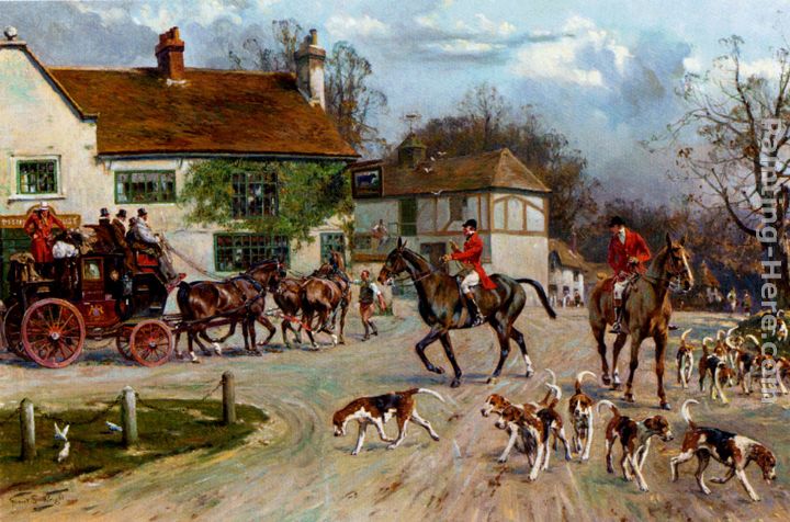 The Hunt Outside The Old Bull Inn painting - Gilbert Scott Wright The Hunt Outside The Old Bull Inn art painting